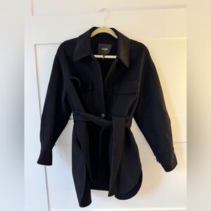 Maje Gavinoff belted wool-blend jacket